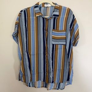 Roolee Button Up - Striped Blue and Gold